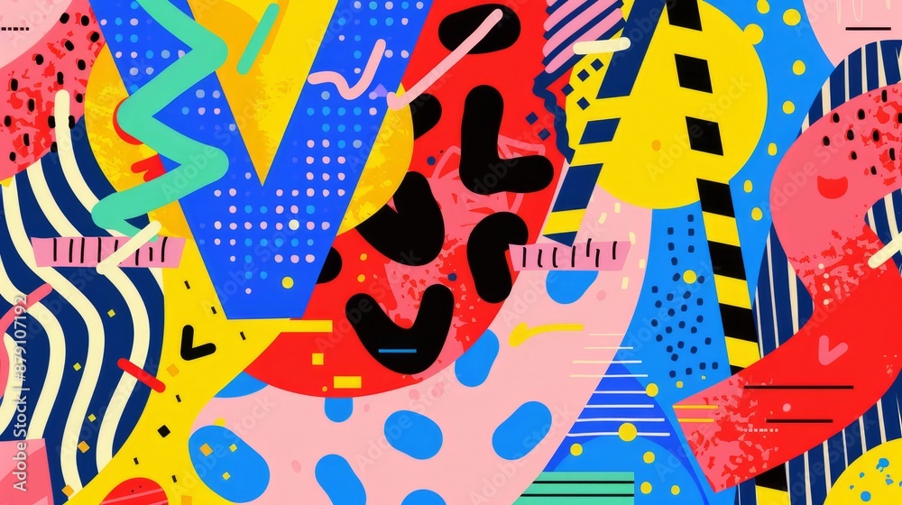 Fototapete vs text in a playful memphis pattern ai generated illustration
