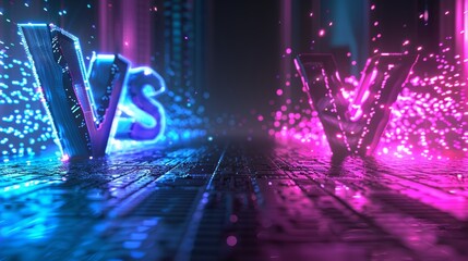Vs text in a futuristic holographic 3D style  AI generated illustration