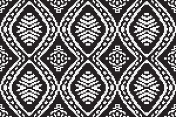 Abstract seamless pixel pattern. Repeating geometric ornament. Close up monochrome carpet. Ethnic tribal pattern. Vintage style.