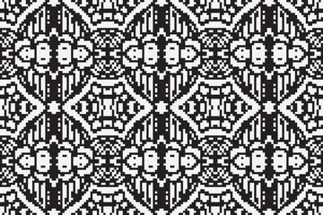 Abstract seamless pixel pattern. Repeating geometric ornament. Close up monochrome carpet. Ethnic tribal pattern. Vintage style.