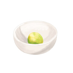 Wasabi in bowl menu illustration