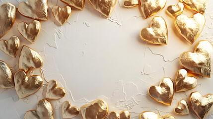 Red and Golden heart wishing card with empty space for the custom whish text.