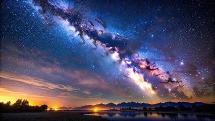 Fototapeta premium A stunning display of natural lights in the sky illuminating the darkness , Aurora, northern lights, colorful