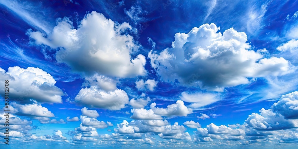 Canvas Prints A beautiful blue sky with fluffy white clouds in a peaceful and serene setting, sky, clouds, blue, white, fluffy, peaceful