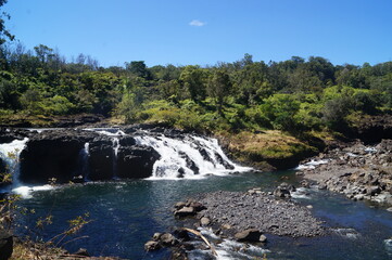 hawaiian waterfall in the forest 