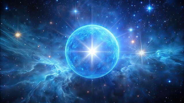Azure supergiant star shining brightly in the night sky, captivating gaze upon its breathtaking beauty, Azure, splendor