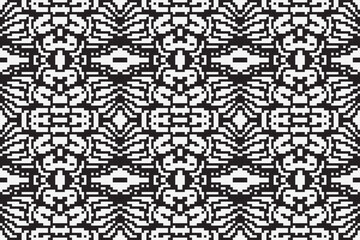 Pixel monochrome seamless. pixel patterns in Aztec geometric tribal style. Vector illustration. Ethnic abstract ikat art. Aztec ornament print. geometric