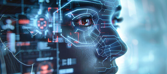 A 3D rendering of digital mechanisms and holographic data, representing advanced technologies in business and industry