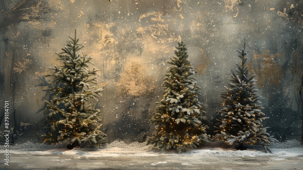 Poster Fir tree backdrop in festive setting