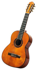 Obraz premium PNG Classical acoustic guitar white background performance fretboard.