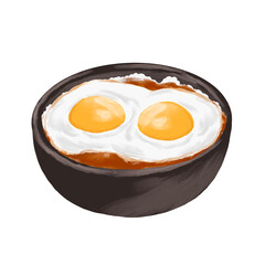Double egg with curry menu illustration