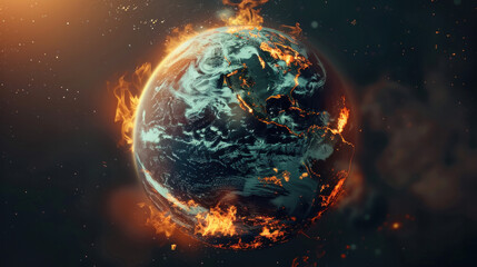 Obraz premium warm earth fire earth The land is dry There is no water risk climax change melting iceberg