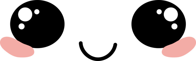 Kawaii Style Faces manga anime emotions, comic expressions, cute eyes collection isolated on white background. Doodle smiley mood design elements,
