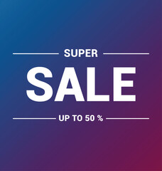 Super Sale With Blue Background Vector design