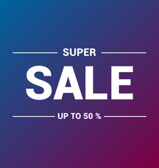 Super Sale With Blue Background design