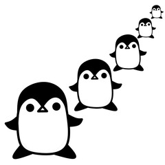 penguin lineup black and white
