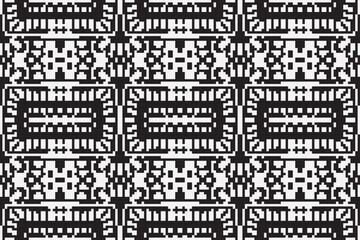 Fototapeta premium Pixel monochrome seamless. pixel patterns in Aztec geometric tribal style. Vector illustration. Ethnic abstract ikat art. Aztec ornament print. geometric