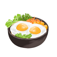Double egg with curry menu illustration