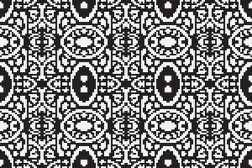 Pixel monochrome seamless. pixel patterns in Aztec geometric tribal style. Vector illustration. Ethnic abstract ikat art. Aztec ornament print. geometric