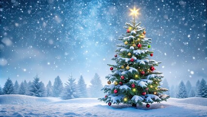 Christmas tree covered in snow , winter, holiday, festive, seasonal, picturesque, white, cold, outdoors, decoration, traditional