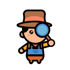 male farmer holding a magnifying glass