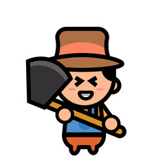 male farmer holding an axe