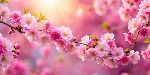 Obraz premium Cherry blossom flowers in beautiful shades of pink , nature, spring, blooming, petals, delicate, vibrant, Japanese, sakura