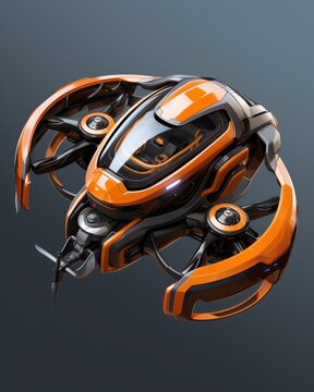 Cutting edge hyper realistic flying drone prototype with advanced futuristic technology design
