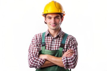 an image of a young Man in a Labor Worker  Dress doing work on a white background
