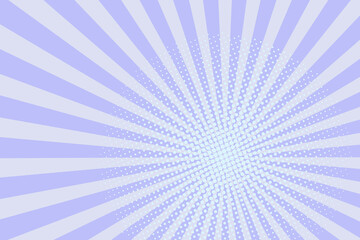 Violet comic pattern with dots. background. Cartoon pop art sunburst effect with starburst and halftone. Vintage sunshine texture banner. Vector illustration.