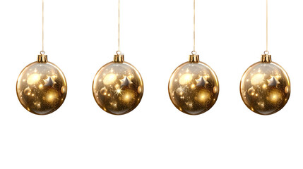 Set of golden decoration christmas balls collection hanging isolated white background.generative ai
