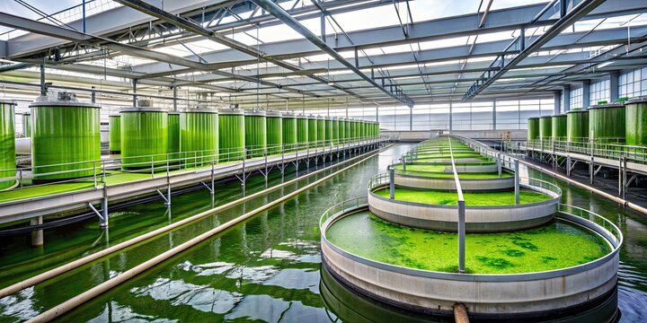 Algae farm producing biofuel as a sustainable energy source, beautiful , algae, farm, biofuel, sustainable, energy