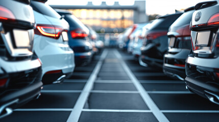 Fototapeta premium cars parked in the parking lot, used car for rental services or cars sale business background 