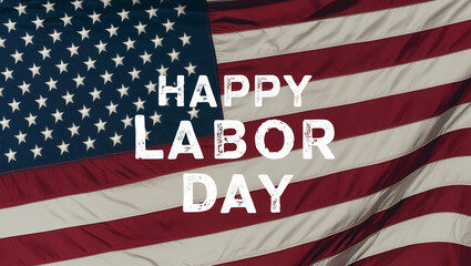 Fototapeta premium Happy Labor Day Celebrating American Workers Against a Waving US Flag Banner Background