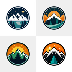 Outdoor adventure modern logo illustration set