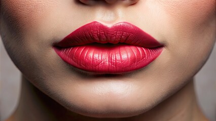 Close up of realistic permanent makeup for lips