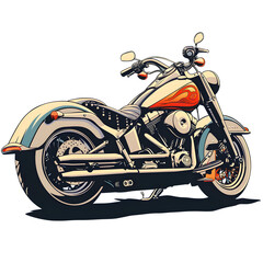 vintage style motorcycle isolated on white transparent background,generative ai