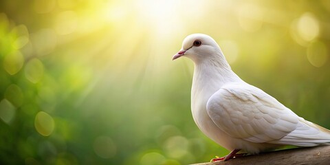 Obraz premium A close-up shot of a beautiful white dove symbolizing peace and tranquility , bird, dove, peace, calm, harmony, serenity, wings, feathers