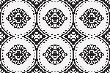 Pixel monochrome seamless. pixel patterns in Aztec geometric tribal style. Vector illustration. Ethnic abstract ikat art. Aztec ornament print. geometric