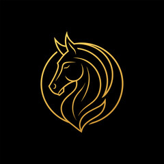 Horse line art luxury logo