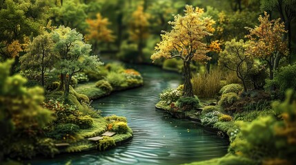 A winding river cutting through a dense forest