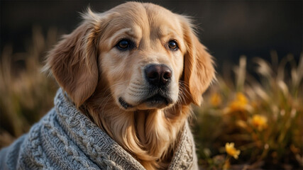 A cute, long-haired, bright-eyed dog looks up.