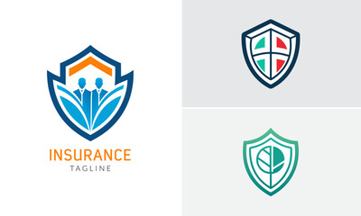 Insurance company logo illustration set