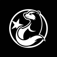 Otter and star iconic logo illustration