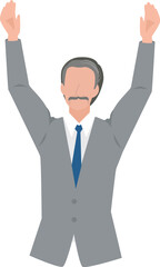 喜んで万歳をする経営者の男性