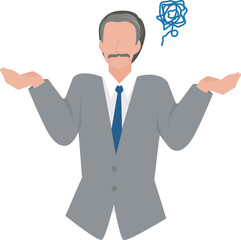 肩をすくめて困惑する経営者の男性