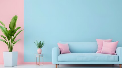 Tranquil Serenity in a Light Blue and Pink Living Room | Soft Ambiance and Serene Home Decor