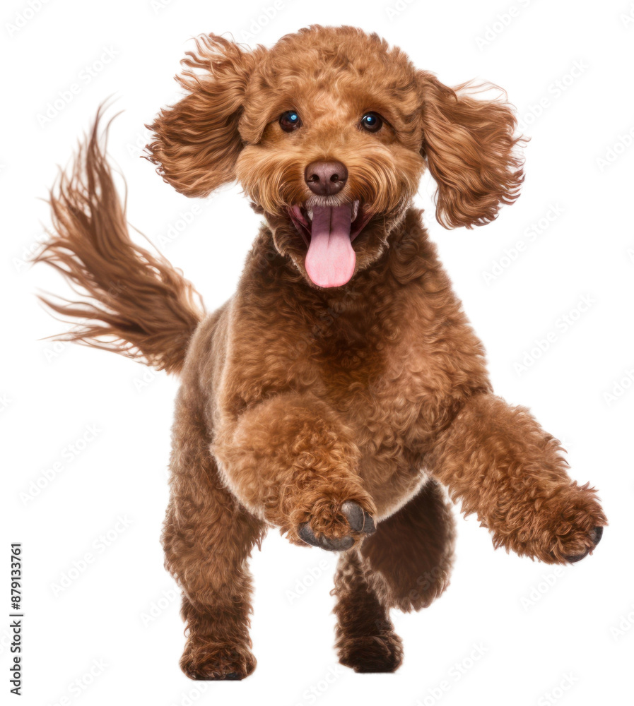 Sticker PNG Happy smiling dancing brown poodle mammal animal pet.