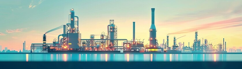 Obraz premium Refining crude oil flat design front view energy theme animation Split-complementary color scheme