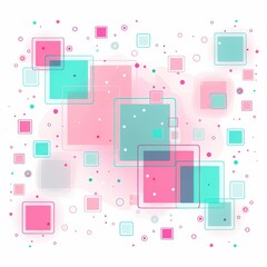 Pastel Geometric Shapes Overlapping on White Background